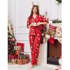 Ekouaer Women Pajamas Set Button Down Sleepwear Short Sleeve Pjs Soft Comfy Nightwear with Long Pants S-XXL(Red Santa)