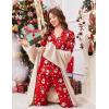 Ekouaer Women Pajamas Set Button Down Sleepwear Short Sleeve Pjs Soft Comfy Nightwear with Long Pants S-XXL(Red Santa)