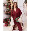 Ekouaer Women Pajamas Set Button Down Sleepwear Short Sleeve Pjs Soft Comfy Nightwear with Long Pants S-XXL(Wine Red)