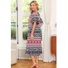 Ekouaer Women’s House Dress with Pockets(Black Red Boho)
