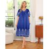 Ekouaer Women’s House Dress with Pockets(Blue Ethnic Flower)