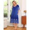 Ekouaer Women’s House Dress with Pockets(Blue Ethnic Flower)