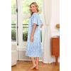 Ekouaer Women’s House Dress with Pockets(Blue White Floral)
