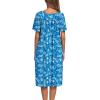 Ekouaer Women’s House Dress with Pockets(Blue White Leaf)