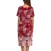 Ekouaer Women’s House Dress with Pockets(Floral Dark Red)