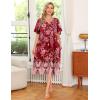 Ekouaer Women’s House Dress with Pockets(Floral Dark Red)