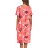 Ekouaer Women’s House Dress with Pockets(Pink Leaf)