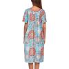 Ekouaer Women’s House Dress with Pockets(Round Blue Floral)