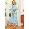 Ekouaer Women’s House Dress with Pockets(Turquoise Floral)