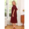Ekouaer Women’s House Dress with Pockets(Wine Red)
