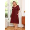 Ekouaer Women’s House Dress with Pockets(Wine Red)