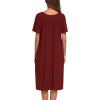 Ekouaer Women’s House Dress with Pockets(Wine Red)