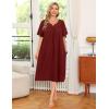 Ekouaer Women’s House Dress with Pockets(Wine Red)