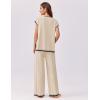 Ekouaer Womens Matching Sets Knit Sweater Sets 2 Pieces Outfits Pullover Tops Wide Legs Pants Lounge Set(Beige)