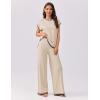 Ekouaer Womens Matching Sets Knit Sweater Sets 2 Pieces Outfits Pullover Tops Wide Legs Pants Lounge Set(Beige)