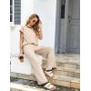 Ekouaer Womens Matching Sets Knit Sweater Sets 2 Pieces Outfits Pullover Tops Wide Legs Pants Lounge Set(Beige)