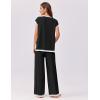 Ekouaer Womens Matching Sets Knit Sweater Sets 2 Pieces Outfits Pullover Tops Wide Legs Pants Lounge Set(Black)