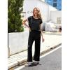 Ekouaer Womens Matching Sets Knit Sweater Sets 2 Pieces Outfits Pullover Tops Wide Legs Pants Lounge Set(Black)
