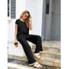 Ekouaer Womens Matching Sets Knit Sweater Sets 2 Pieces Outfits Pullover Tops Wide Legs Pants Lounge Set(Black)