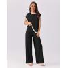 Ekouaer Womens Matching Sets Knit Sweater Sets 2 Pieces Outfits Pullover Tops Wide Legs Pants Lounge Set(Black)
