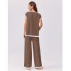 Ekouaer Womens Matching Sets Knit Sweater Sets 2 Pieces Outfits Pullover Tops Wide Legs Pants Lounge Set(Brown)