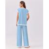 Ekouaer Womens Matching Sets Knit Sweater Sets 2 Pieces Outfits Pullover Tops Wide Legs Pants Lounge Set(Clear Blue)