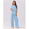 Ekouaer Womens Matching Sets Knit Sweater Sets 2 Pieces Outfits Pullover Tops Wide Legs Pants Lounge Set(Clear Blue)