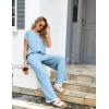 Ekouaer Womens Matching Sets Knit Sweater Sets 2 Pieces Outfits Pullover Tops Wide Legs Pants Lounge Set(Clear Blue)