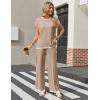 Ekouaer Womens Matching Sets Knit Sweater Sets 2 Pieces Outfits Pullover Tops Wide Legs Pants Lounge Set(Cream)
