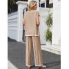 Ekouaer Womens Matching Sets Knit Sweater Sets 2 Pieces Outfits Pullover Tops Wide Legs Pants Lounge Set(Cream)