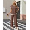 Ekouaer Womens Matching Sets Knit Sweater Sets 2 Pieces Outfits Pullover Tops Wide Legs Pants Lounge Set(Deep Brown)