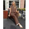 Ekouaer Womens Matching Sets Knit Sweater Sets 2 Pieces Outfits Pullover Tops Wide Legs Pants Lounge Set(Deep Brown)
