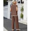 Ekouaer Womens Matching Sets Knit Sweater Sets 2 Pieces Outfits Pullover Tops Wide Legs Pants Lounge Set(Deep Brown)