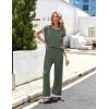 Ekouaer Womens Matching Sets Knit Sweater Sets 2 Pieces Outfits Pullover Tops Wide Legs Pants Lounge Set(Deep Green)