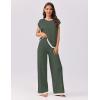 Ekouaer Womens Matching Sets Knit Sweater Sets 2 Pieces Outfits Pullover Tops Wide Legs Pants Lounge Set(Deep Green)