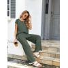 Ekouaer Womens Matching Sets Knit Sweater Sets 2 Pieces Outfits Pullover Tops Wide Legs Pants Lounge Set(Deep Green)