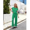 Ekouaer Womens Matching Sets Knit Sweater Sets 2 Pieces Outfits Pullover Tops Wide Legs Pants Lounge Set(Green)
