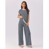 Ekouaer Womens Matching Sets Knit Sweater Sets 2 Pieces Outfits Pullover Tops Wide Legs Pants Lounge Set(Grey)