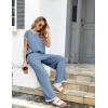 Ekouaer Womens Matching Sets Knit Sweater Sets 2 Pieces Outfits Pullover Tops Wide Legs Pants Lounge Set(Grey Blue)