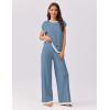 Ekouaer Womens Matching Sets Knit Sweater Sets 2 Pieces Outfits Pullover Tops Wide Legs Pants Lounge Set(Grey Blue)