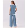 Ekouaer Womens Matching Sets Knit Sweater Sets 2 Pieces Outfits Pullover Tops Wide Legs Pants Lounge Set(Grey Blue)