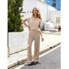 Ekouaer Womens Matching Sets Knit Sweater Sets 2 Pieces Outfits Pullover Tops Wide Legs Pants Lounge Set(Khaki)