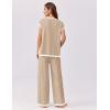 Ekouaer Womens Matching Sets Knit Sweater Sets 2 Pieces Outfits Pullover Tops Wide Legs Pants Lounge Set(Khaki)