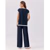 Ekouaer Womens Matching Sets Knit Sweater Sets 2 Pieces Outfits Pullover Tops Wide Legs Pants Lounge Set(Navy Blue)