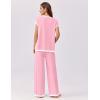 Ekouaer Womens Matching Sets Knit Sweater Sets 2 Pieces Outfits Pullover Tops Wide Legs Pants Lounge Set(Pink)