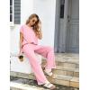 Ekouaer Womens Matching Sets Knit Sweater Sets 2 Pieces Outfits Pullover Tops Wide Legs Pants Lounge Set(Pink)