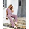 Ekouaer Womens Matching Sets Knit Sweater Sets 2 Pieces Outfits Pullover Tops Wide Legs Pants Lounge Set(Purple)