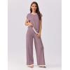 Ekouaer Womens Matching Sets Knit Sweater Sets 2 Pieces Outfits Pullover Tops Wide Legs Pants Lounge Set(Purple)