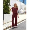 Ekouaer Womens Matching Sets Knit Sweater Sets 2 Pieces Outfits Pullover Tops Wide Legs Pants Lounge Set(Red)