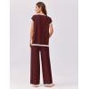Ekouaer Womens Matching Sets Knit Sweater Sets 2 Pieces Outfits Pullover Tops Wide Legs Pants Lounge Set(Red)